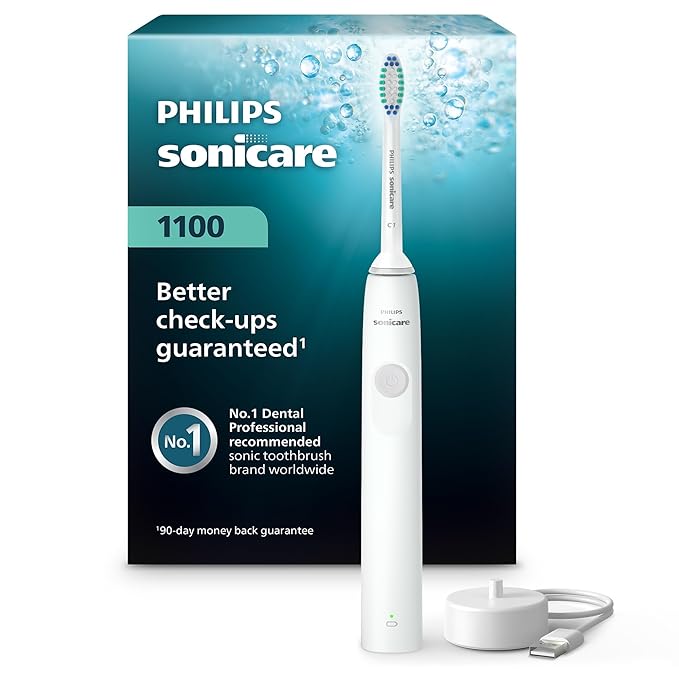 Philips Sonicare 1100 Power Rechargeable Electric Toothbrush, White/Grey, HX3641/02
