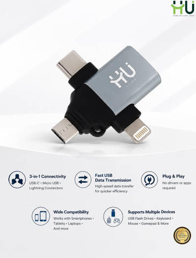 3-in-1 OTG HAC-1050 – USB 2.0 & USB 3.0 Fast Data Transmission Adapter