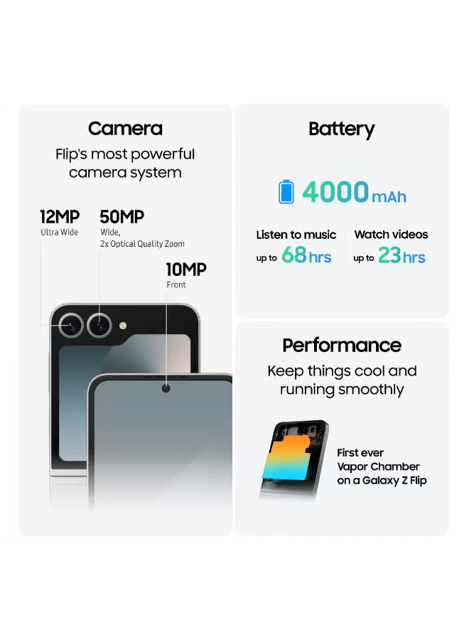 Galaxy Z Flip 6 Single SIM + eSIM Silver Shadow 12GB RAM 256GB 5G - Middle East Version
