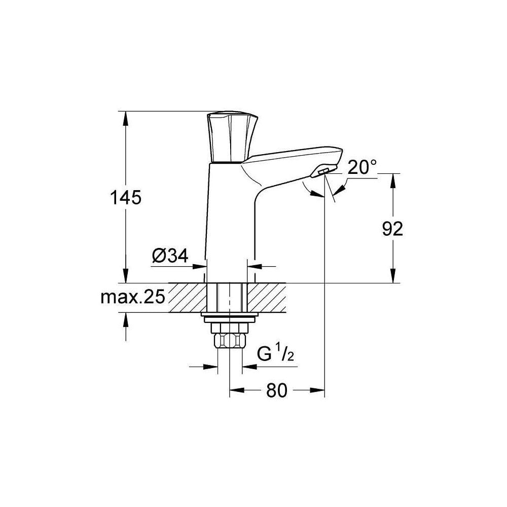 Grohe Costa L Size Basin Pillar Tap (Chrome)