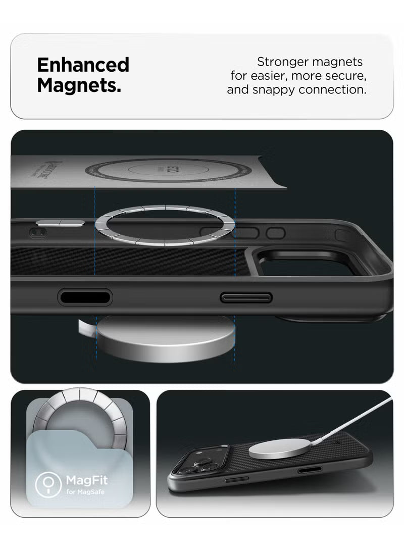 جراب Enzo Aramid T MagFit لهاتف iPhone 17 PRO مع غطاء زر التحكم بالكاميرا، مصنوع من ألياف الأراميد، بتقنية MagSafe - أسود | أسود