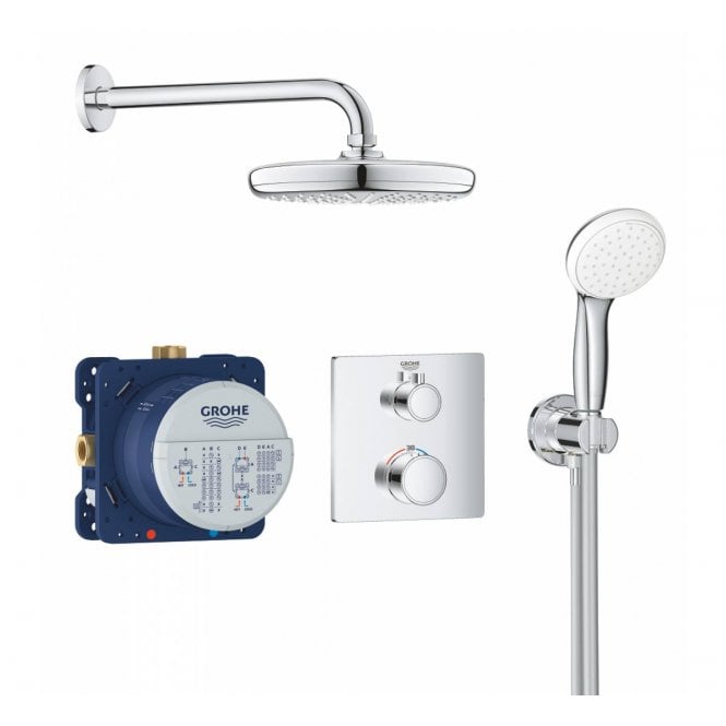 GROHE Grohtherm Perfect Shower Set with Tempesta 210 Shower Head & Hand Shower