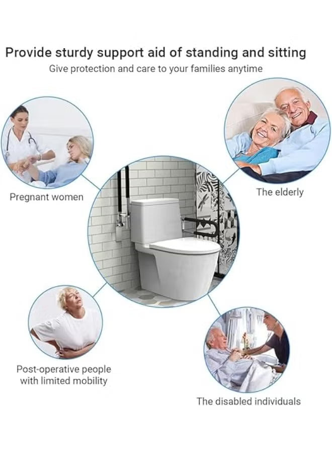 Foldable Toilet Grab Bar with Black Sponge