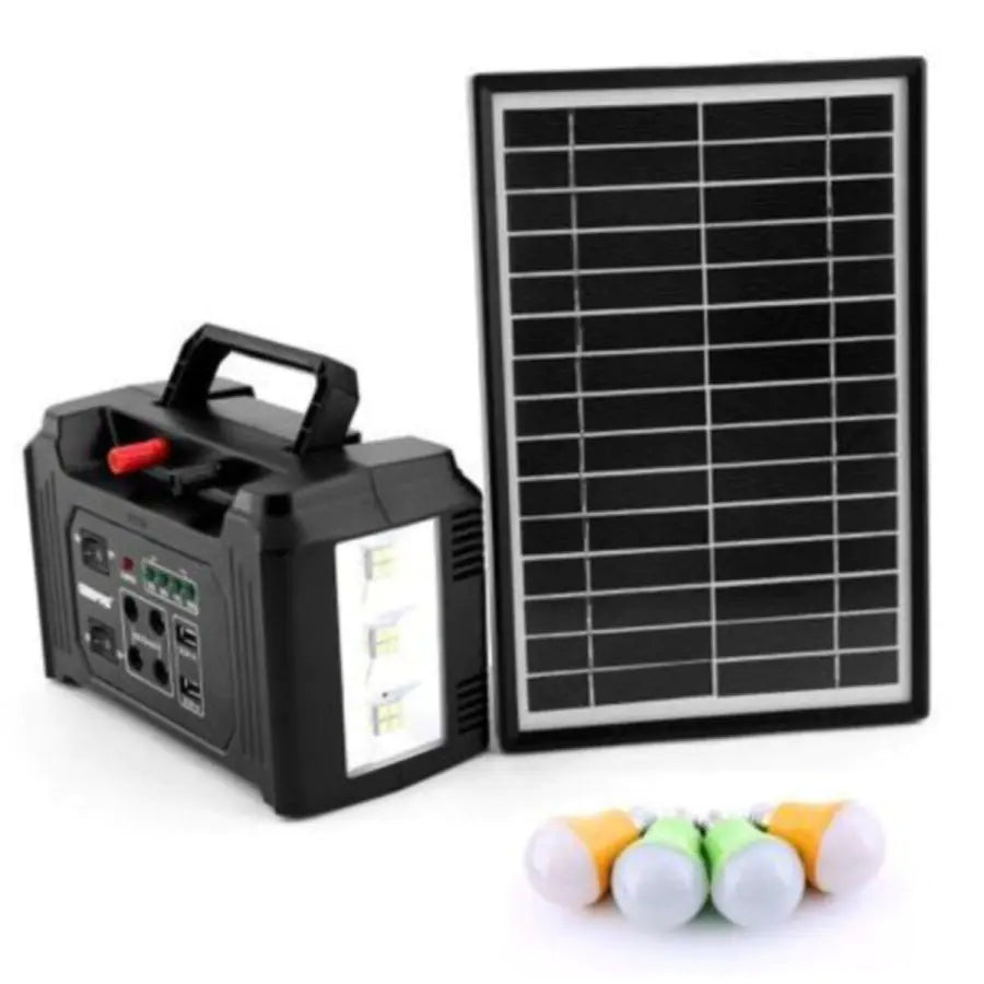 GEEPAS Power Caster with 4 LED Bulbs & Solar Panel (12V / 7000mA)