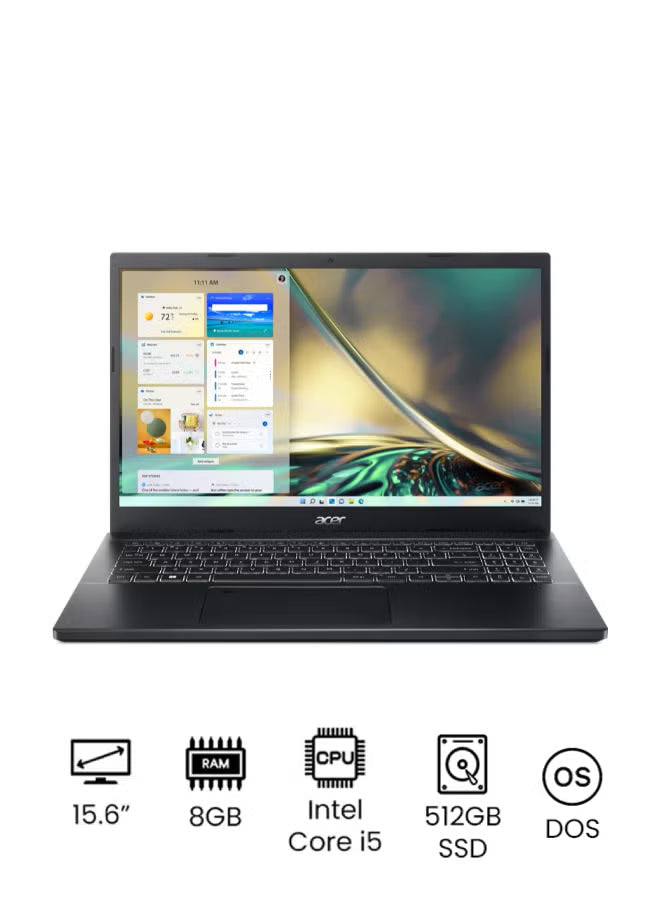 Acer Aspire 7 A715-76G Laptop – Intel Core i5-12450H, 8GB RAM, 512GB SSD, NVIDIA GeForce GTX 1650 4GB, 15.6-inch FHD, DOS