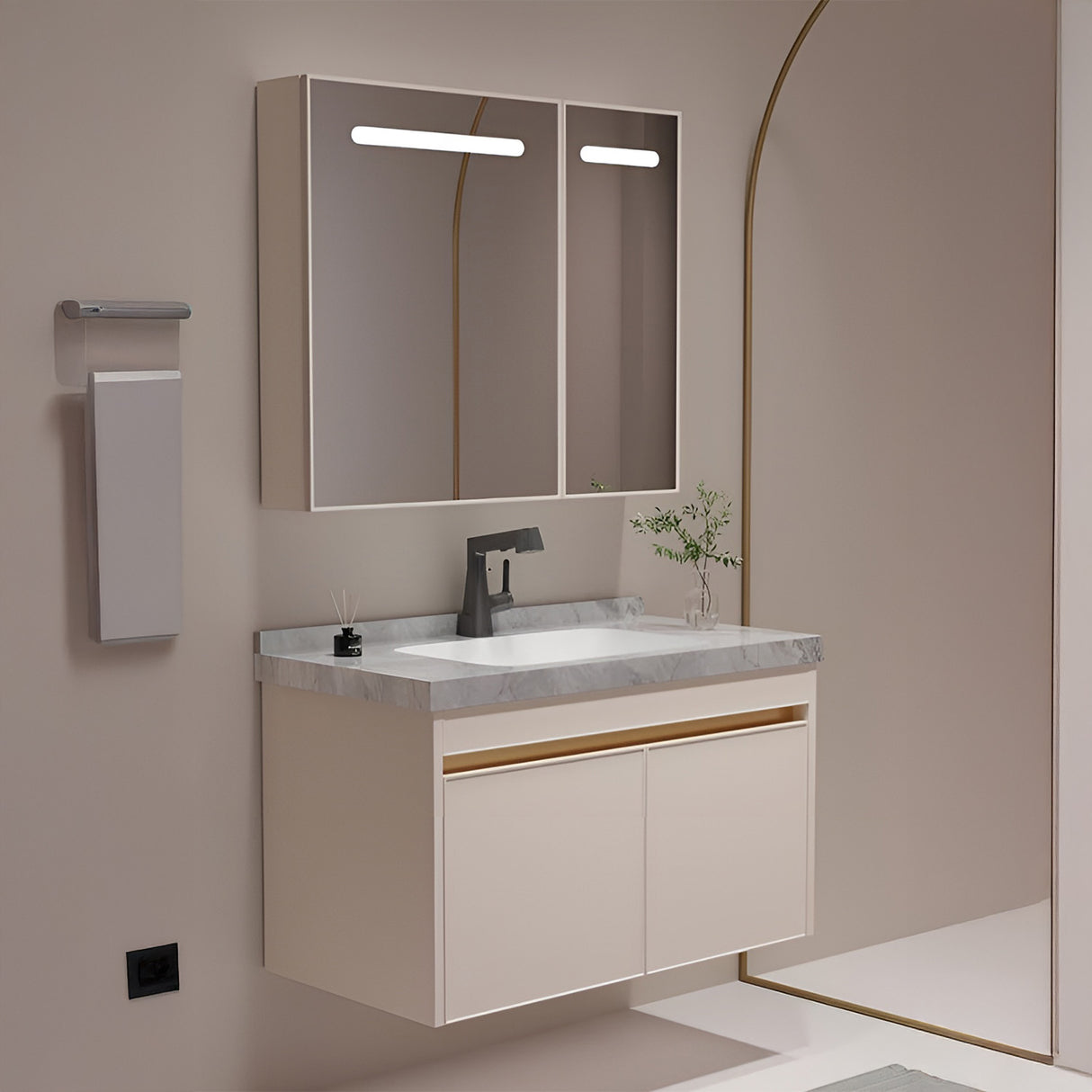Aluminium Vanity Bathroom Cabinet & Mirror