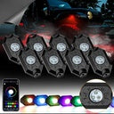 8PCS RGB LED Rock Light Set with Bluetooth Controller