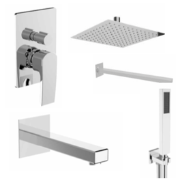 MERIDA 3-Way Shower Kit – 300×300mm Head + 400mm Arm (Soft Brass)