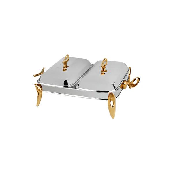 Chafing Dish Double Rectangle Silver-Gold 914Sg