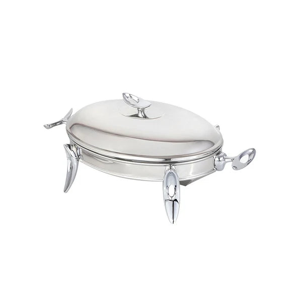 Mat Steel Large Oval Silver Chafing Dish