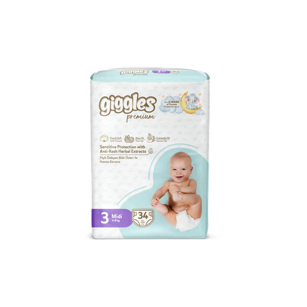Giggles Premium Jumbo Baby Diapers Midi - Size 3 (4-9 Kg)