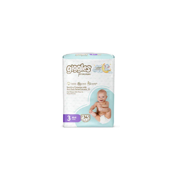 Giggles Premium Twin Baby Diapers Midi - Size 3 (4-9 Kg)