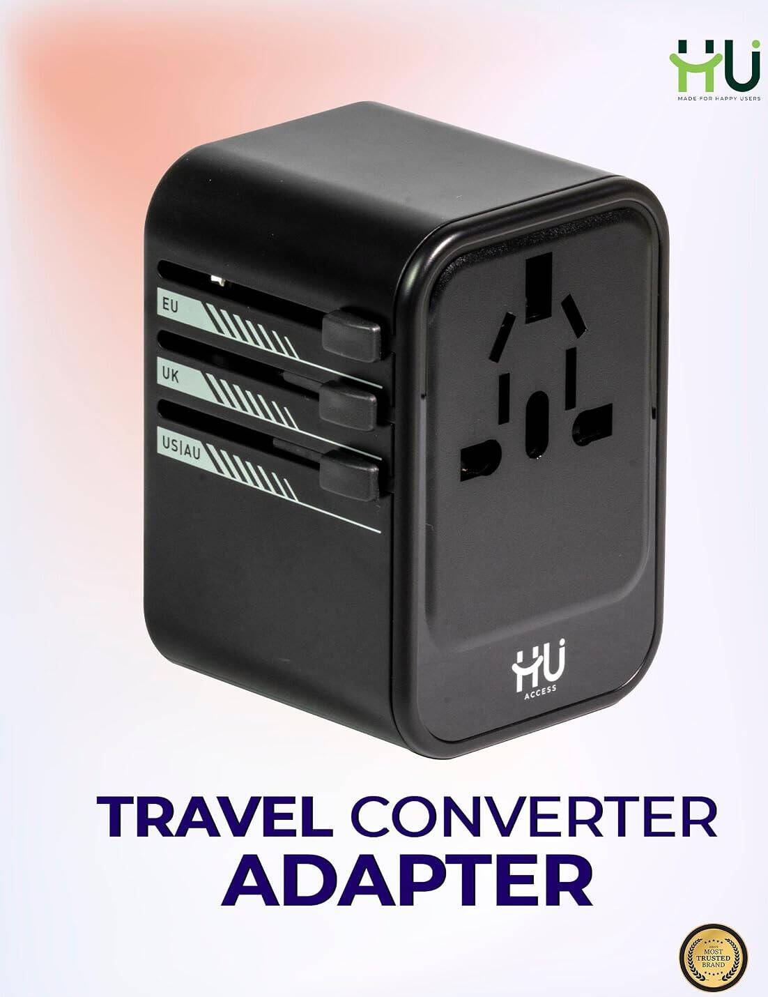 HAC-1002 HU Travel Plug Adapter – Black, 2000W