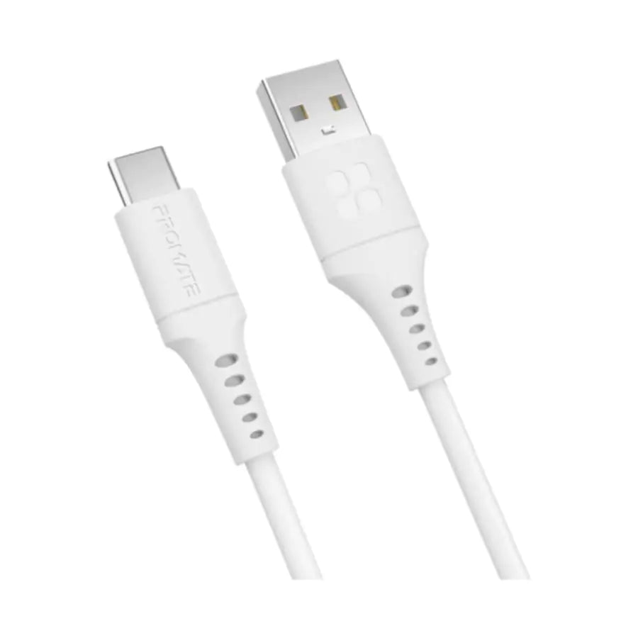 PROMATE USB-C Cable, Fast-Charging 5V/3A USB-A to Type-C Cable (White)