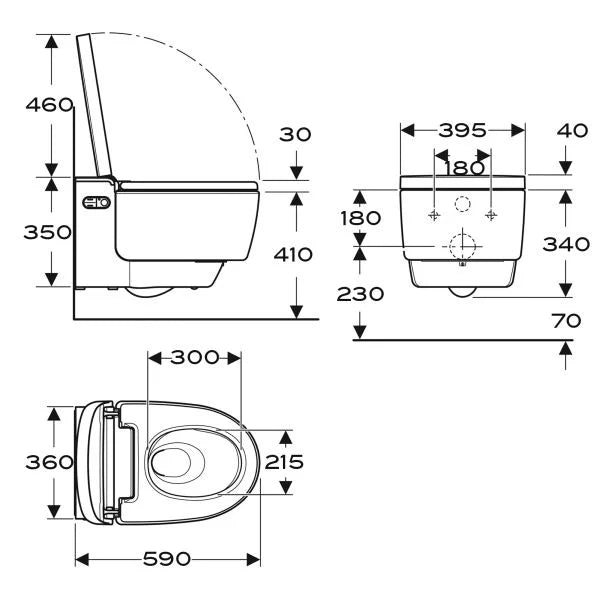 Aquaclean Mera Comfort Wall Mounted Rimless Shower Wc