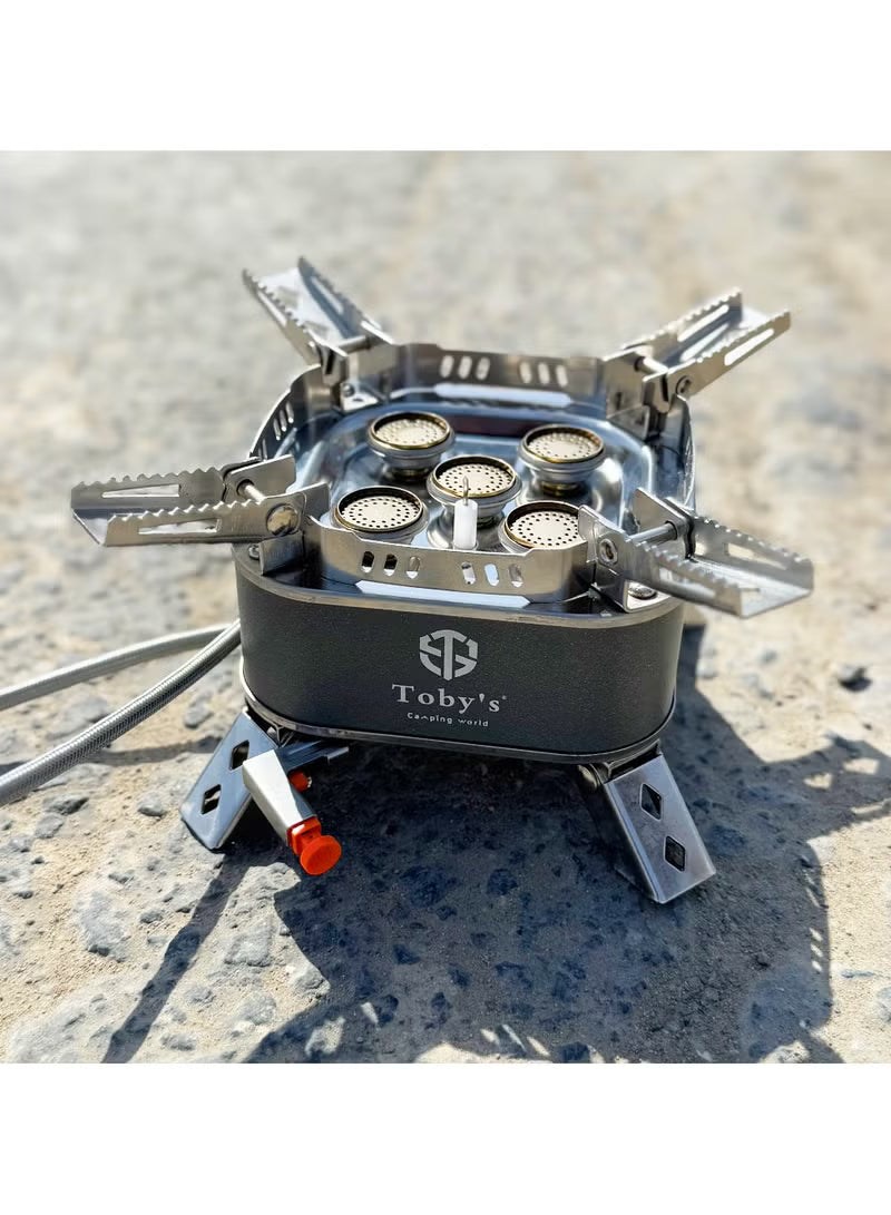 Toby’s Gas Stove-07 – 15800W Windproof 5-Core Portable Camping Gas Burner
