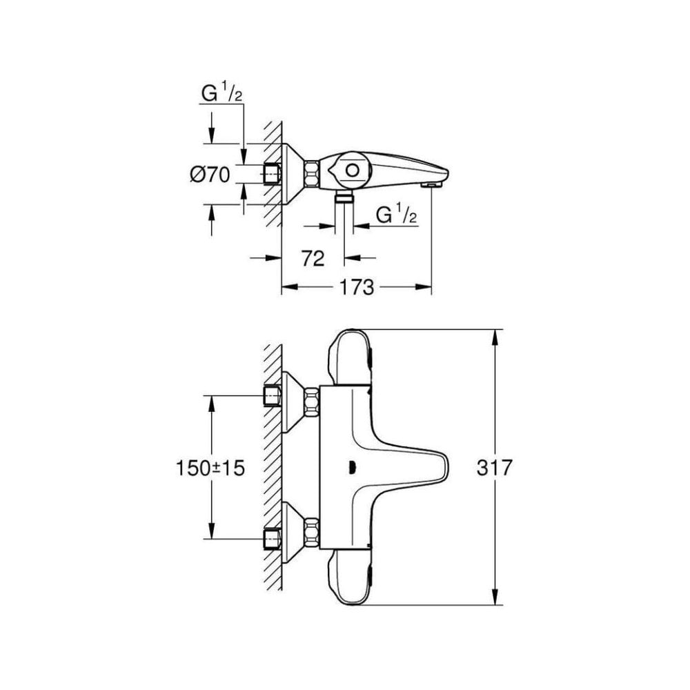 Grohtherm 1000 Thermostatic Bath Shower Mixer Tap – Chrome