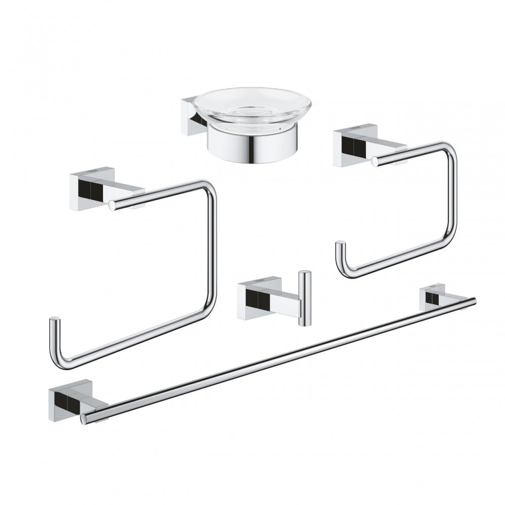 Grohe Essentials Cube Master Set of 5 Bathroom Accessories – Chrome