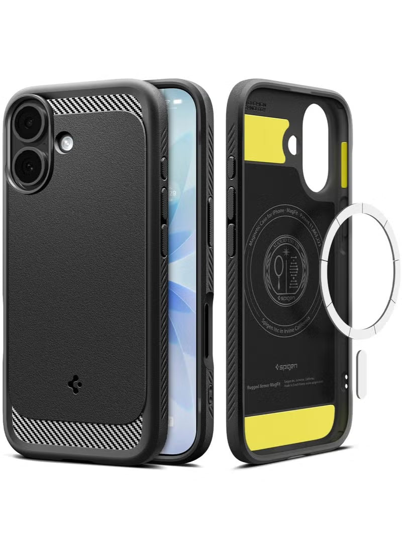 Rugged Armor MagFit iPhone 17 Case Cover with MagSafe and Carbon Fiber Textures (2025) - Matte Black
