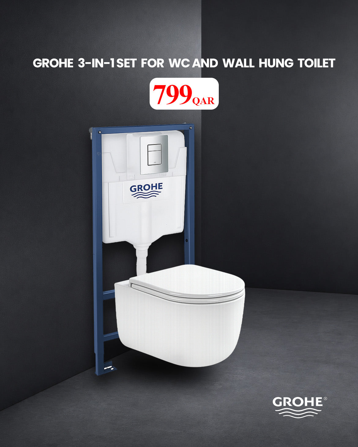 Grohe Concealed Tank and 4068- Wall Hung Toilet Combo