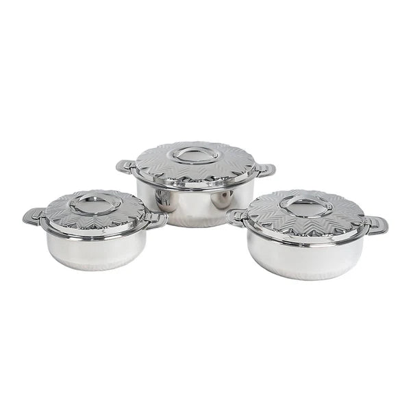 Aksharam Silvo Stainless Steel Hotpot 3 Pieces Set