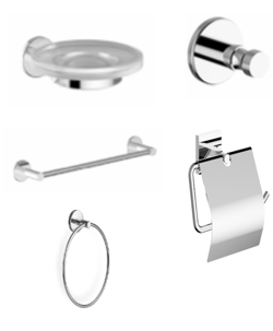 AKT0211-T01-BATHROOM ACCESSORIES 5 PIECES (Chrome)