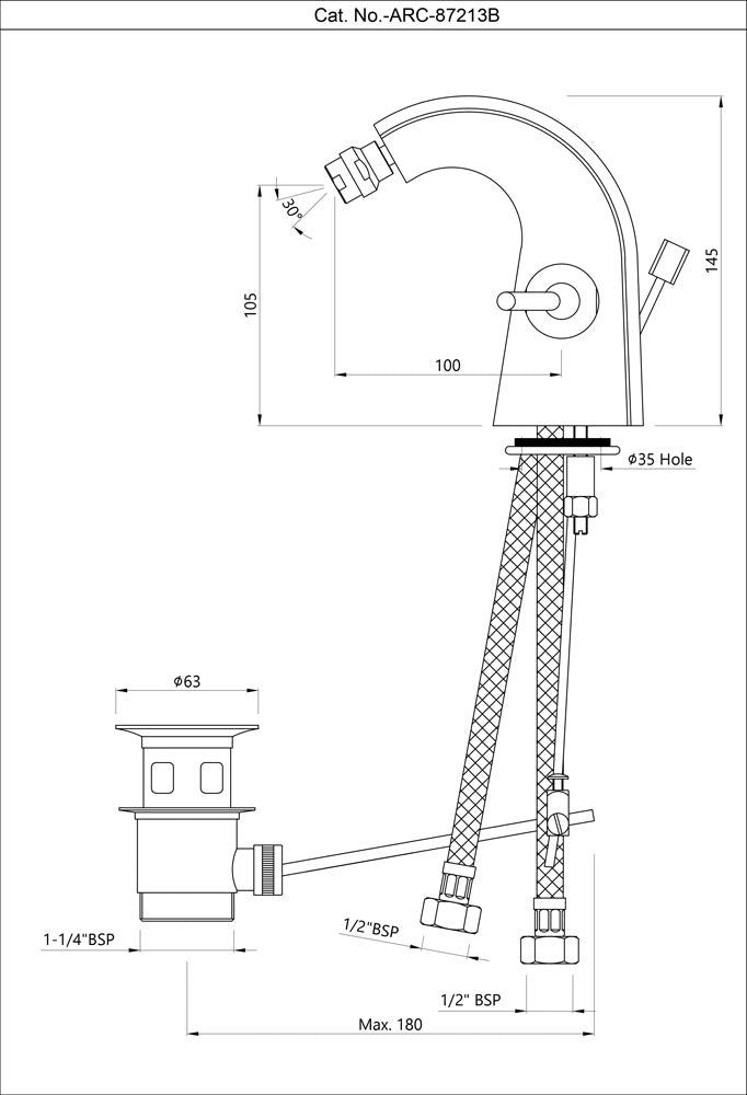Joystick 1-Hole Bidet Mixer - Chrome