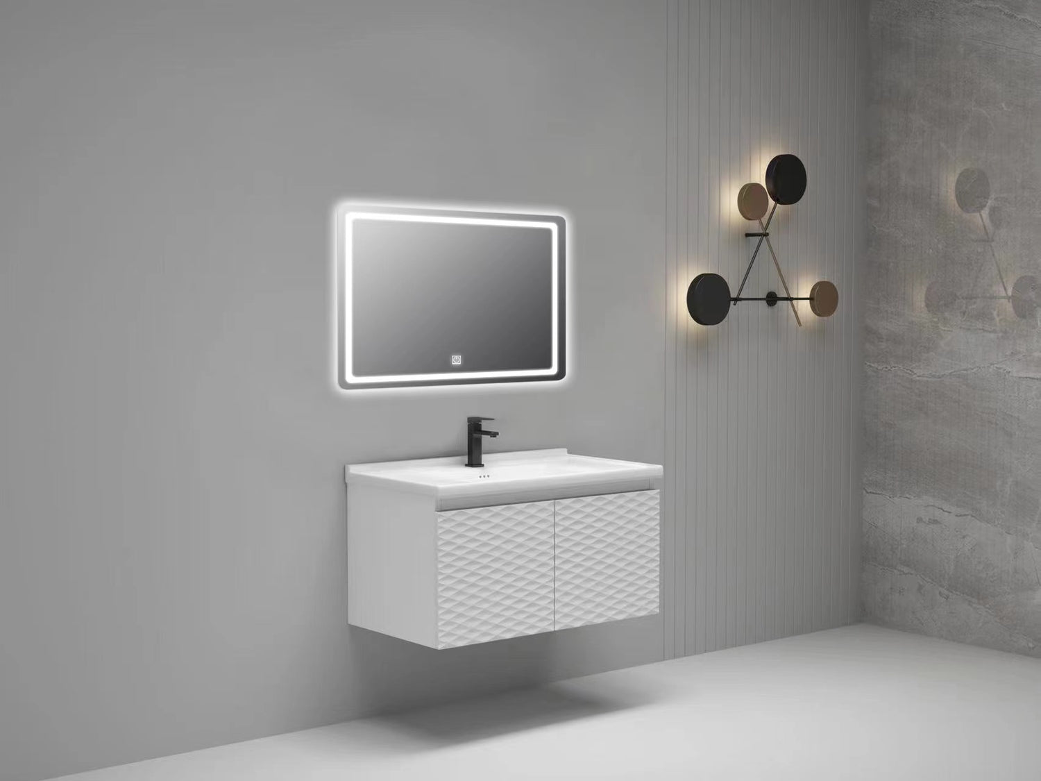 AV‑0002 White 600 mm Vanity + LED Mirror