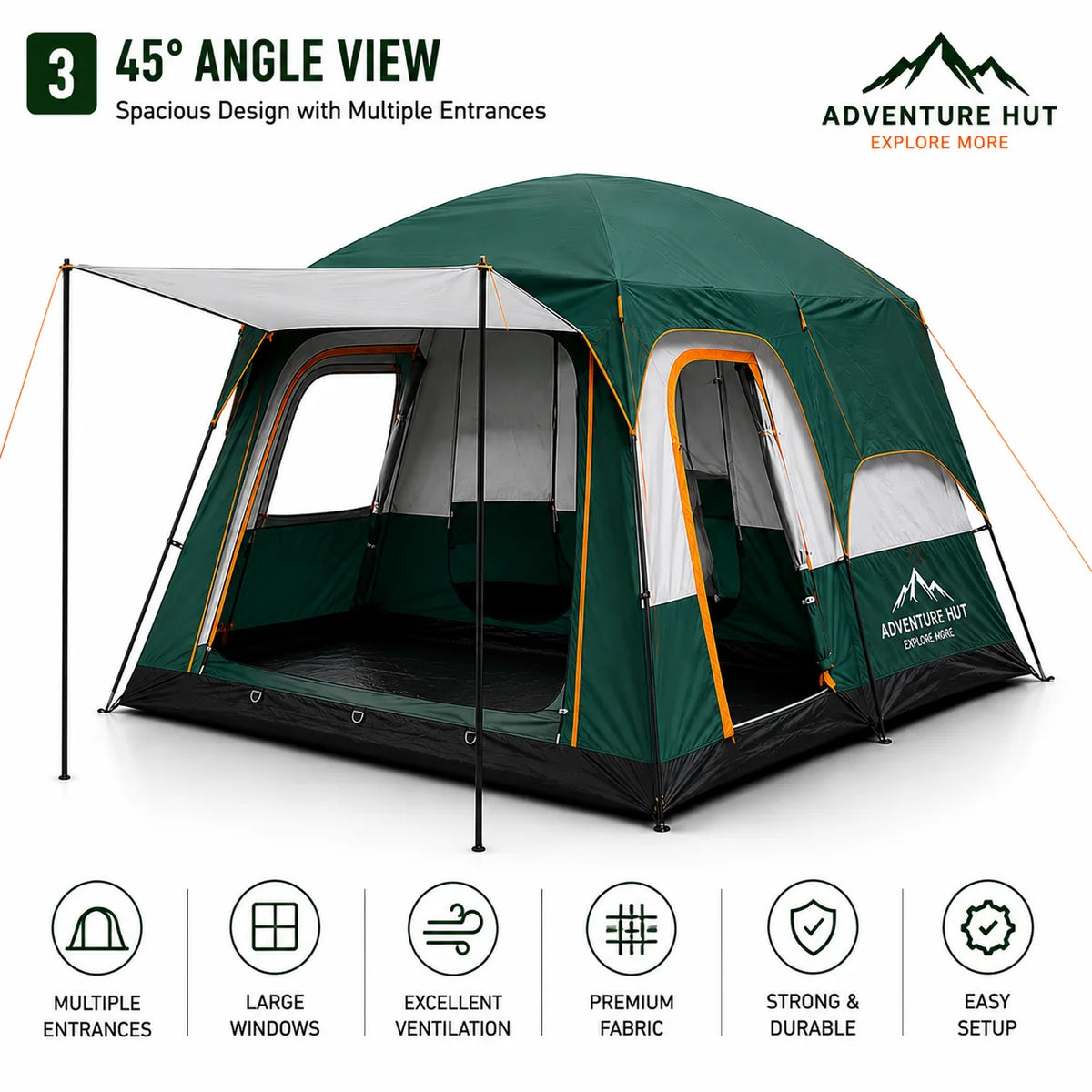 Four Corner Tent 6 PAX HTO-1017 – Spacious Waterproof Instant Setup Tent