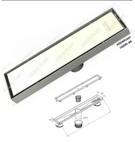 AquaPlast LQ225-60 Shower Drain With An Edge For Full Grids, Straight Outlet