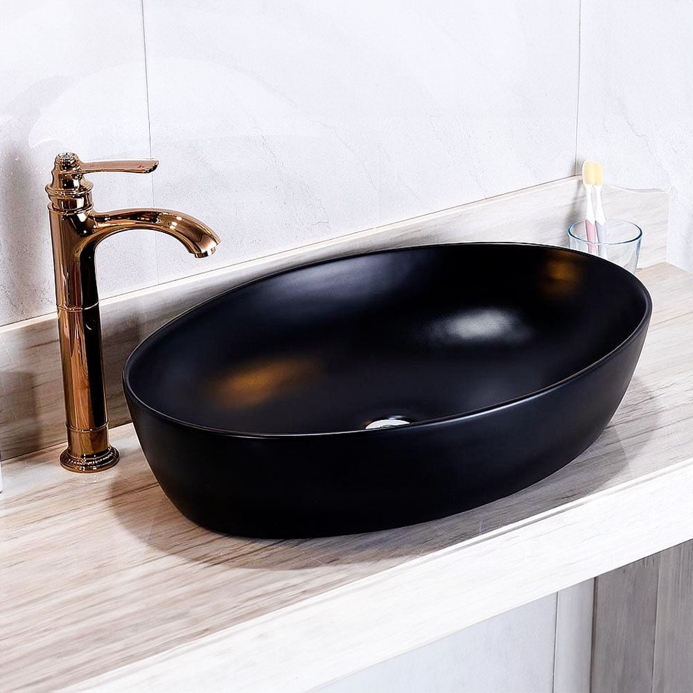 Art Wash Basin Oval Shape Matt Black