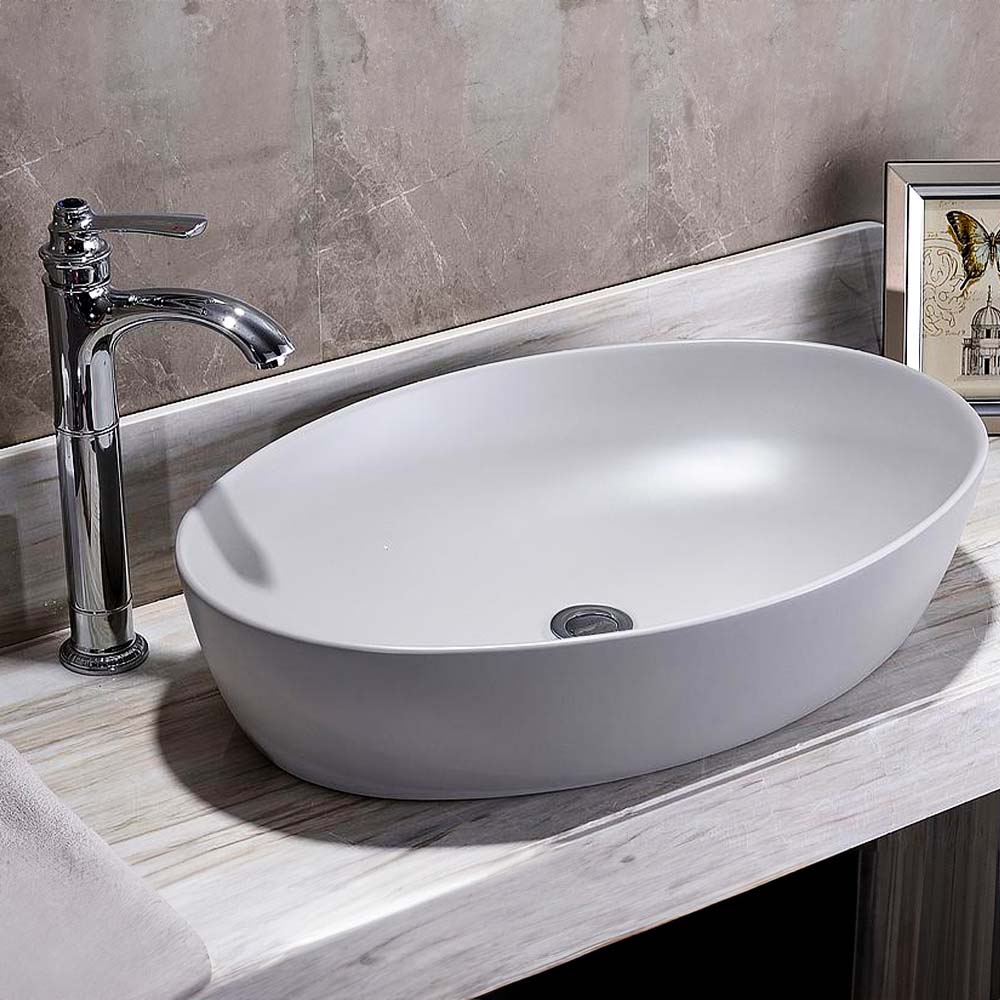 Art Wash Basin Oval Shape Matt Grey