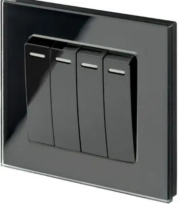 B008-Black 250V 4Gang 2Way 10A Switched
