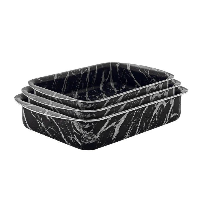 Bonera 3Pc Rectangular Tray Set 19*25/22*30/25*35 Cm Black