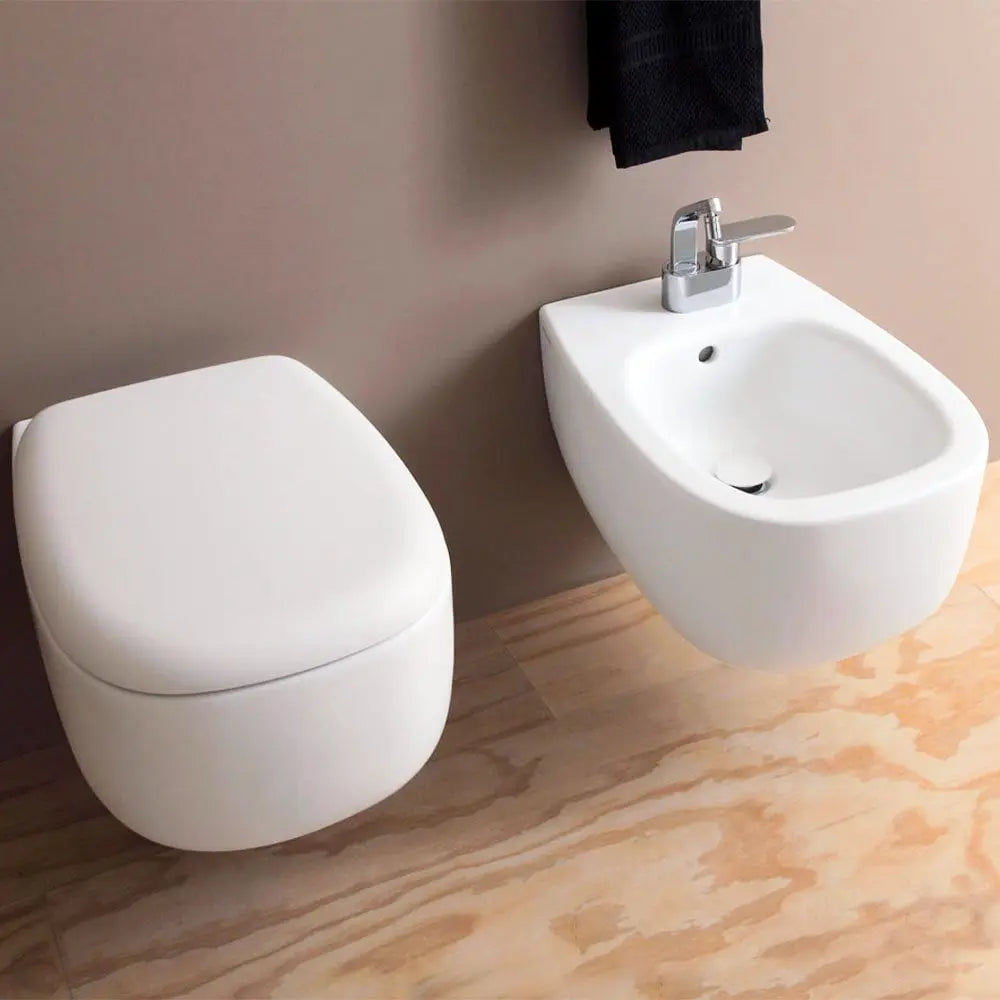 Bonola Wall Hung Toilet Wc With Go Clean System - Glossy White Bn118g BuyonBudget