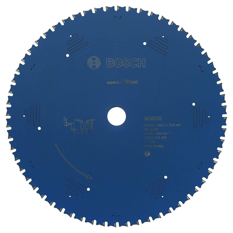 BOSCH | Professional CSB Circular Saw Blade Expert for Steel 305 X 25.4 mm 60 T | BO2608643060 Qatar