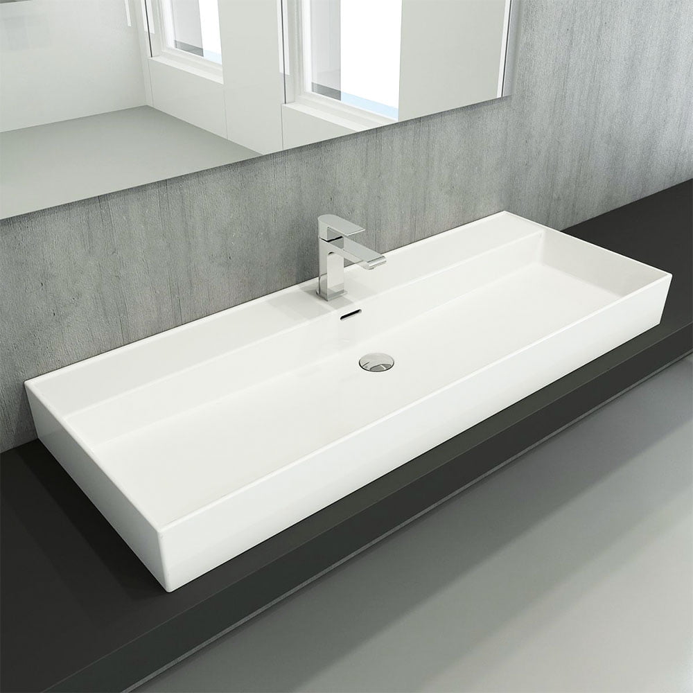 Single Wash Basin With Tap & Overflow Hole 120cm