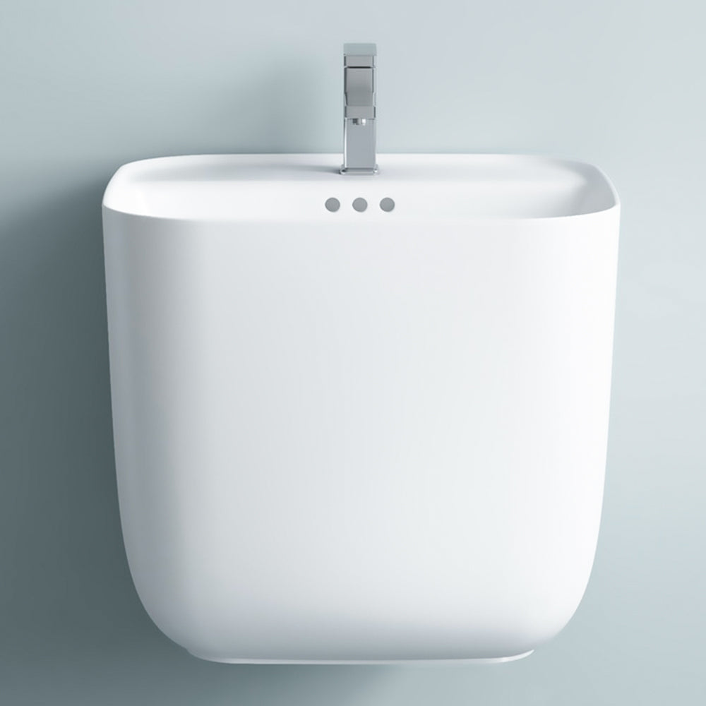 Wall Hung Oval Cut Wash Basin - Matt White