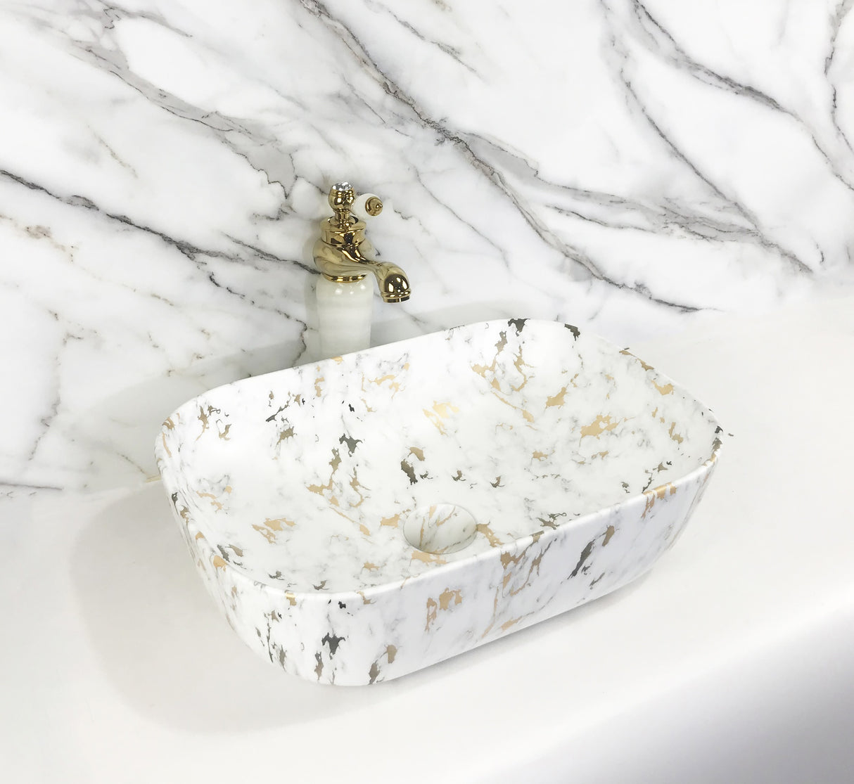 Basin - 465x320x135mm Marble White