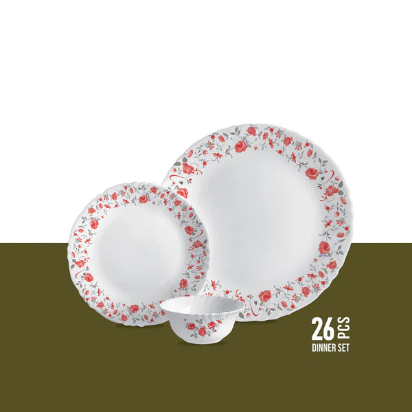 Cello Imperial Dinner Set 26Pcs Red Rose Fantasy