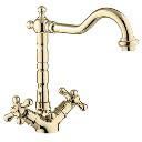 Camelot single hole washbasin mixer with pop-up waste (Gold)