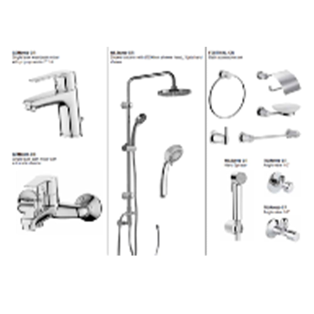 Combo Pack Gemma Basin Mixer Bath Mixer Shower Column - Accessories