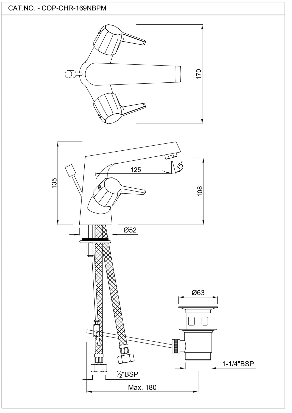 Central Hole Basin Mixer with Popup Waste System Jaquar