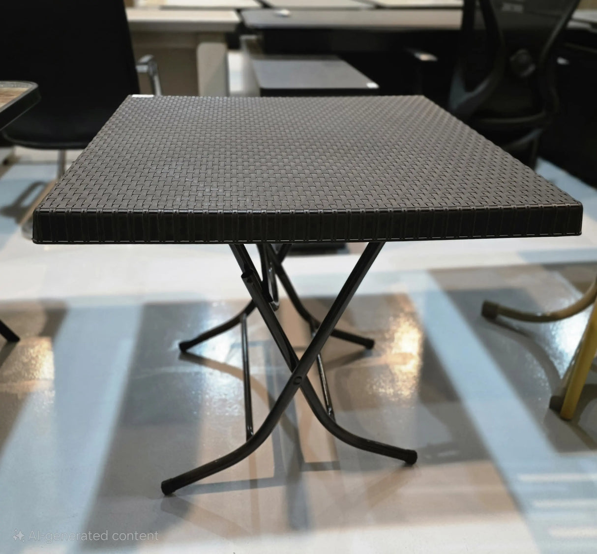 CT064 Palmiye Folding Rattan Table in Dark Brown