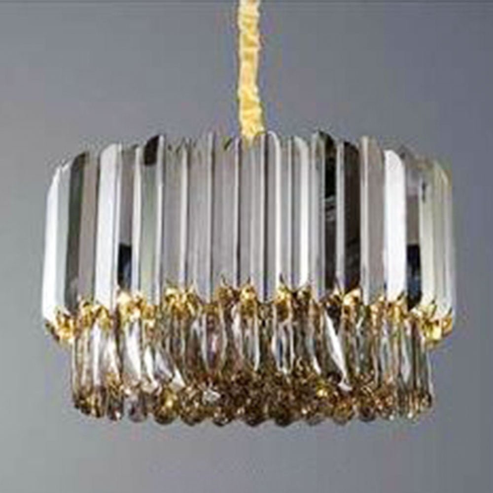 Modern Tiered Raindrop 8-light Chandelier With Crystal & Chrome Round Frame - (d500) Omd199001