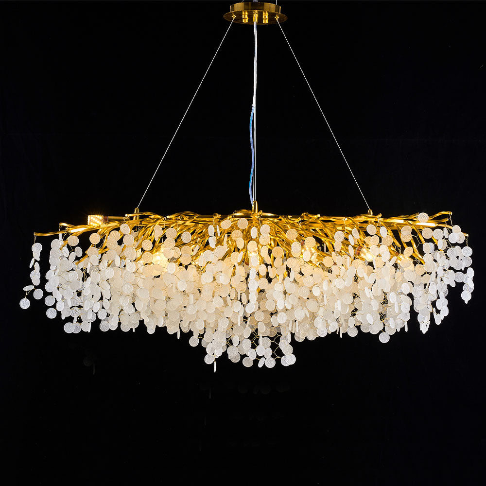 Modern Silver Oval Tree Branch Round Glass Led Chandelier – (3000k)