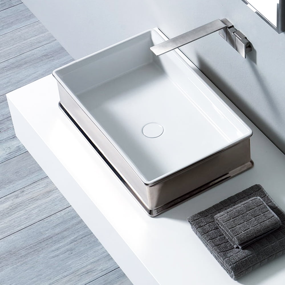 Charme Wash Basin - White And Platinum
