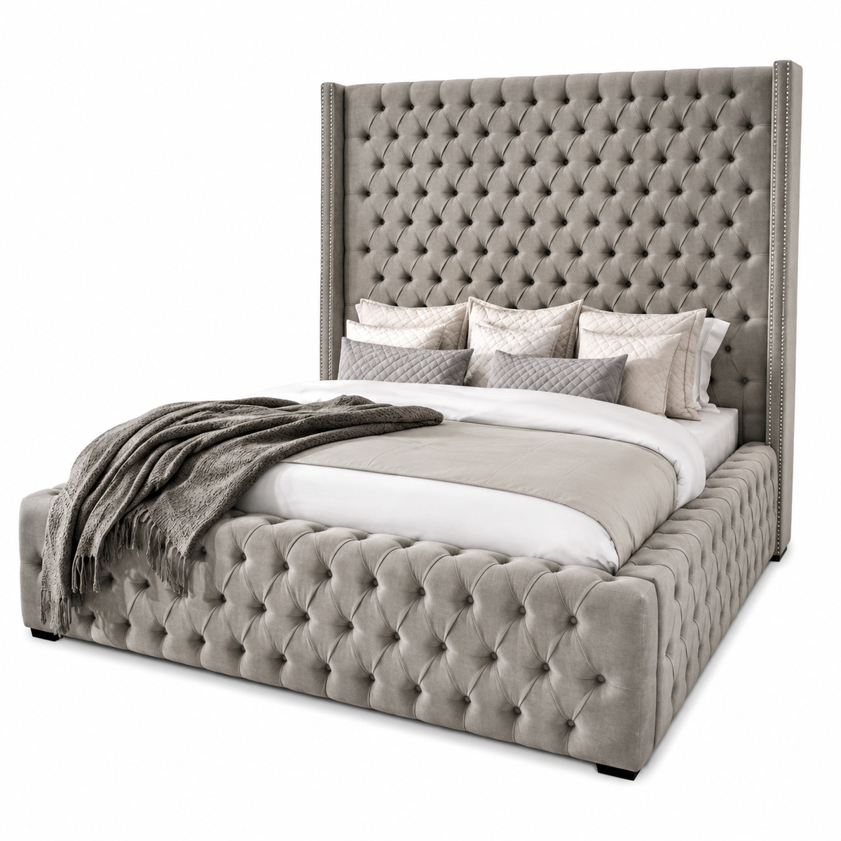 Base & Headboard (200x180) - With Button Rankoussi (beige)
