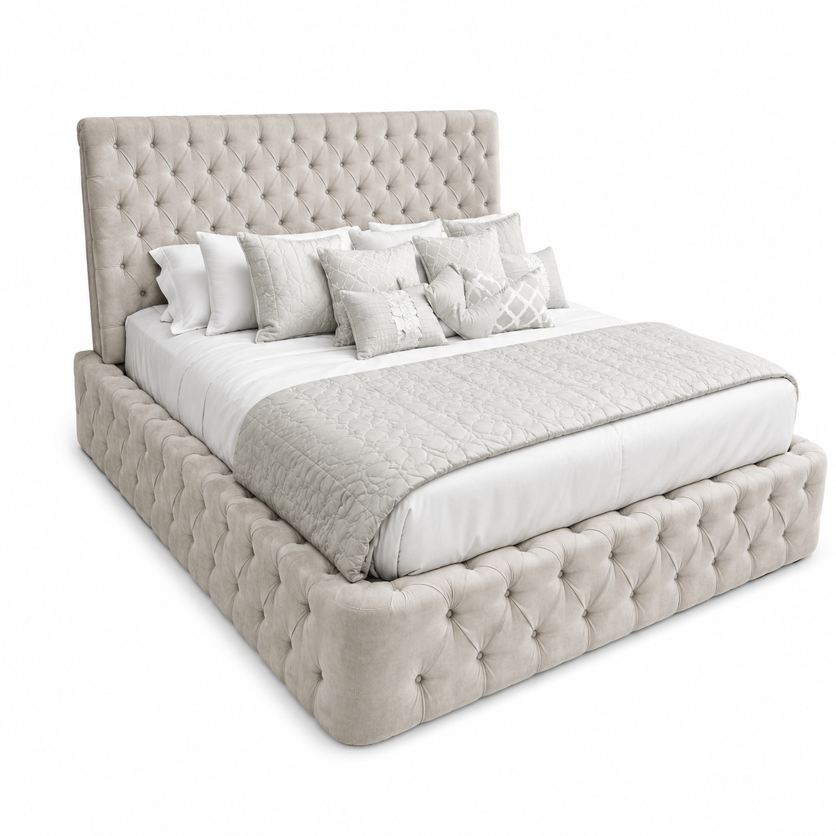 Base & Headboard (200x180) - With Button Rankoussi (beige)