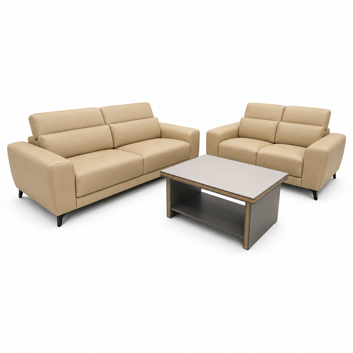 6006 Full Leather 3-Seater (Sand)